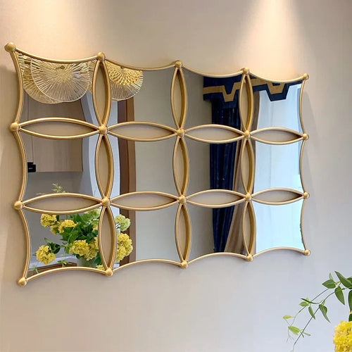 décoration murale en métal style nordique miroir de luxe en fer forgé - vue 3 sur 18