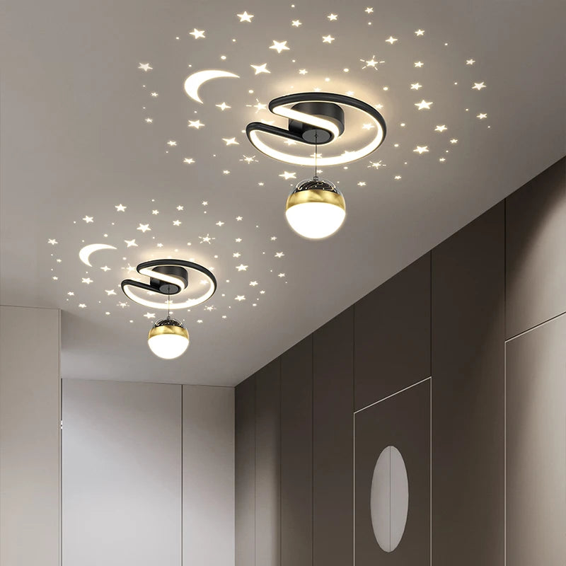 Noir gris 28W LED plafonnier pour couloir boule de verre nuances Foyer allée éclairage intérieur Luminaire Lustre effet étoile - vue 4 sur 8
