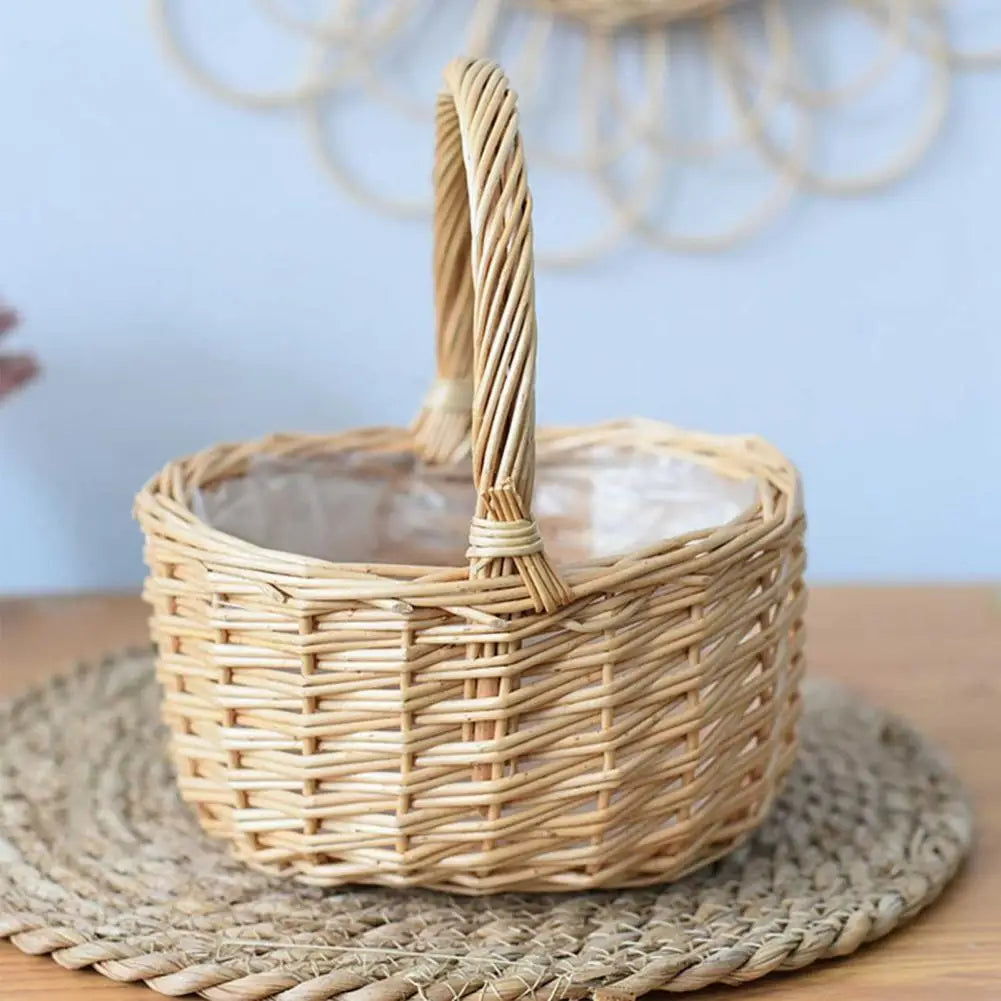 panier tissé rotin pour fleurs et aliments - vue 3 sur 7