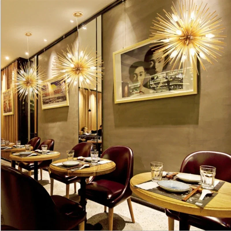 lustre boule hérisson décoration maison style nordique lumineux - vue 3 sur 12