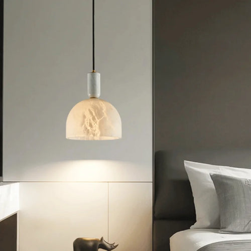 suspension en albâtre avec base en cuivre pour intérieur élégant - vue 5 sur 6