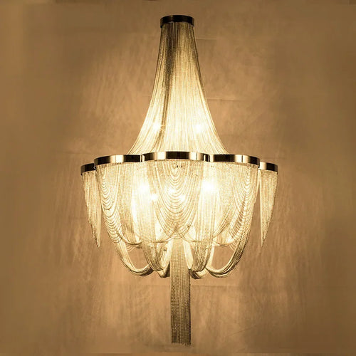 Lustres argentés modernes allumant le lustre de luxe de salon avec les lumières de gland en aluminium de chambre à coucher de frange d'or pour la cuisine - vue 2 sur 8