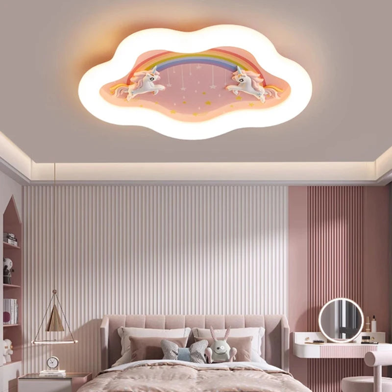 lustre nuage arc-en-ciel avec cheval pour chambre d'enfant - vue 3 sur 10