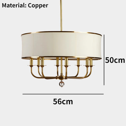 lustre Style américain tout cuivre Simple créatif tissu abat-jour - vue 8 sur 9