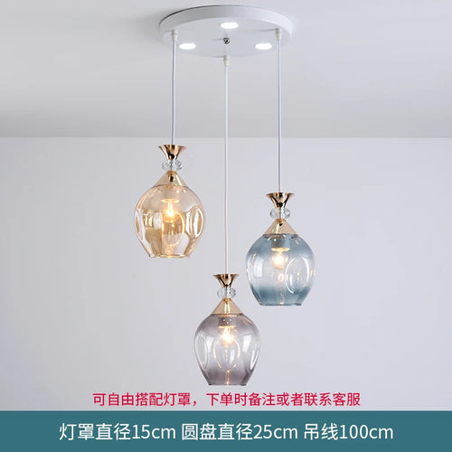 lustre suspendu en verre teinté pour décoration nordique de restaurant - vue 10 sur 12