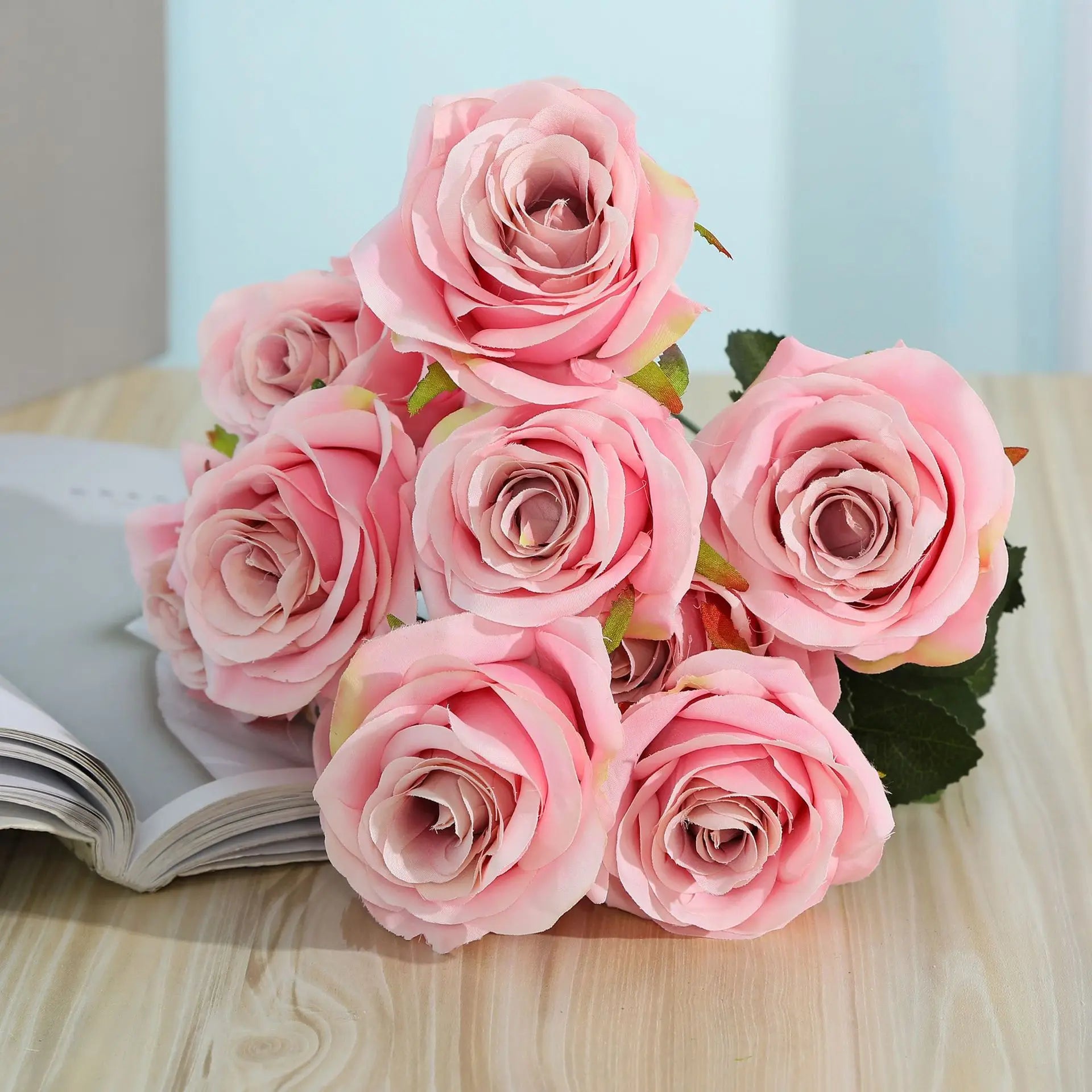 bouquet de roses artificielles pour mariage et décoration intérieure - vue 4 sur 27