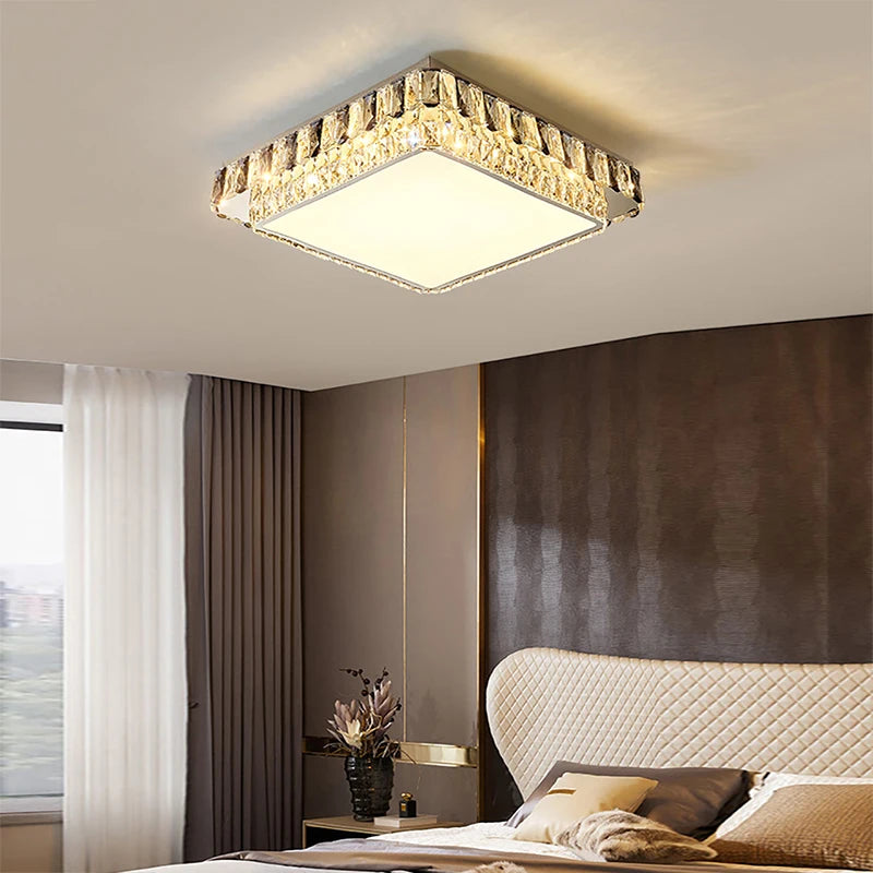 plafonnier led de luxe en cristal rond moderne - vue 4 sur 15