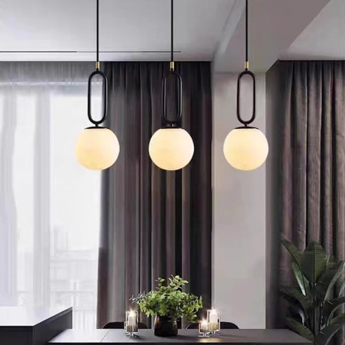 suspension led en laiton et marbre naturel réglable - vue 4 sur 8