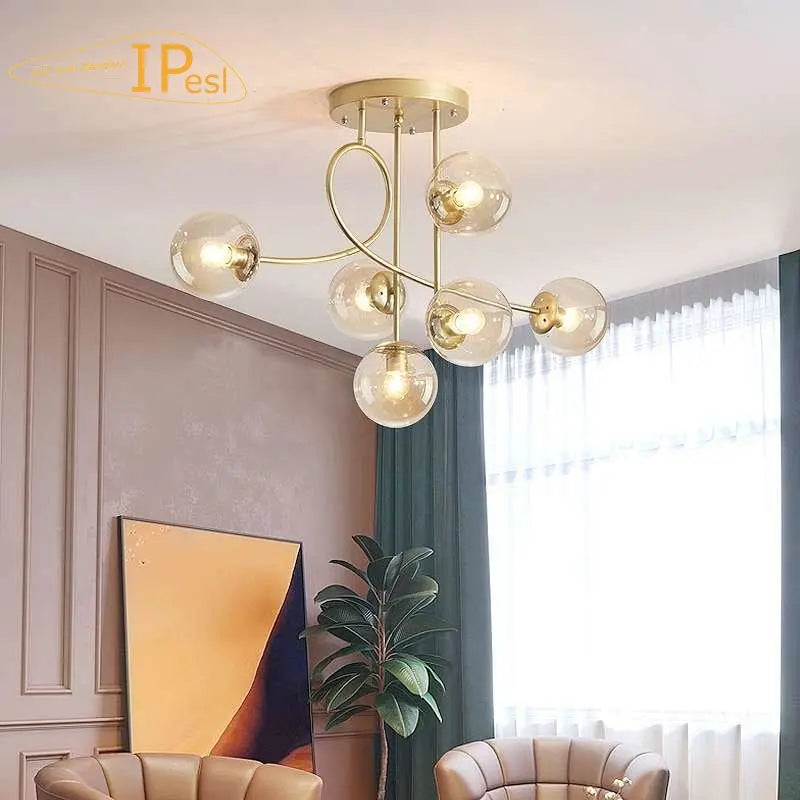 plafonnier nordique en verre créatif luxe haricot magique - vue 4 sur 13