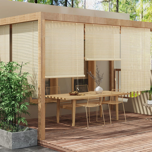 Store enrouleur bambou filtrant ventilation pour fenêtre salon - vue 6 sur 6