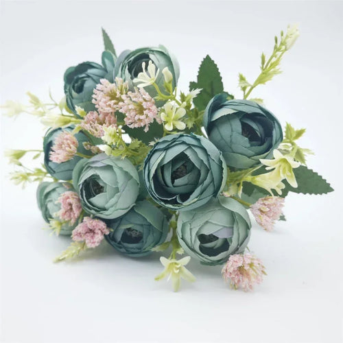 bouquet de roses en soie décoration de jardin fleurs artificielles - vue 10 sur 12
