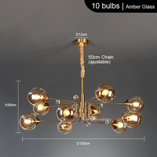 lustre led moderne 10 globes - vue 12 sur 18