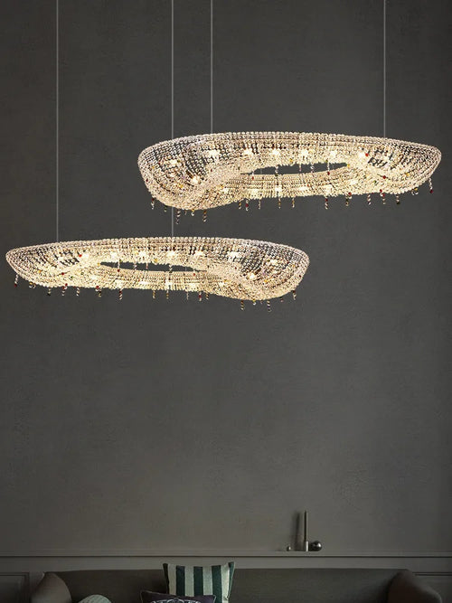 suspension luxe cristal bateau éclairage design moderne décoratif - vue 2 sur 18