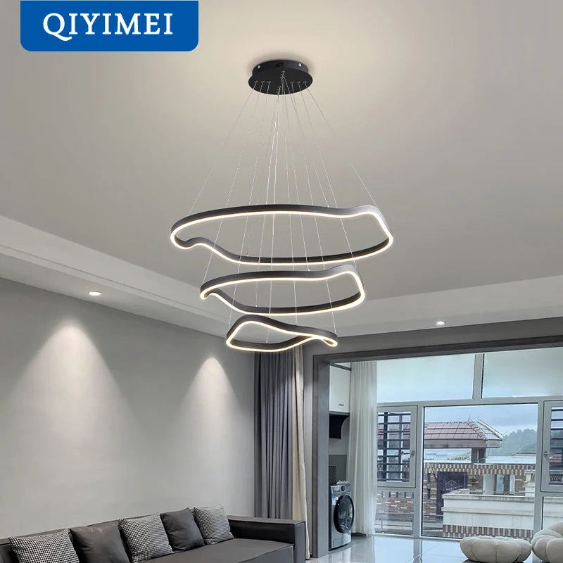 Lustre anneaux déformés design panochas pour intérieur - vue 6 sur 18