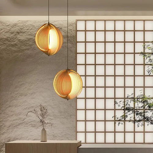 suspension en bois wabi sabi pour décoration intérieure moderne - vue 2 sur 22