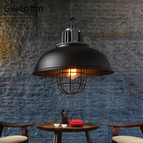 lustre rétro en fer pour décoration intérieure et éclairage - vue 5 sur 7