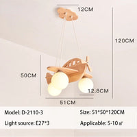 lustre moderne en bois fait main pour chambre enfant décor avion
