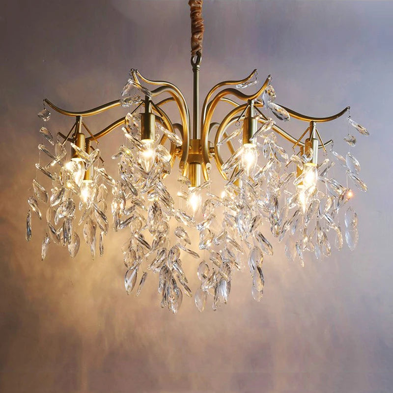 lustre nordique led en cristal de luxe décoration - vue 4 sur 14