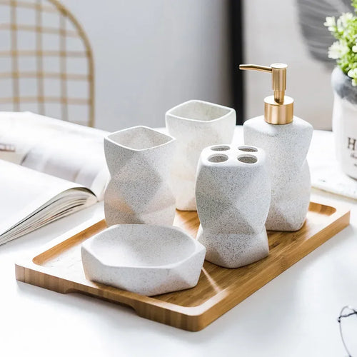 ensemble de céramique nordique pour salle de bain cadeau décoratif - vue 3 sur 15