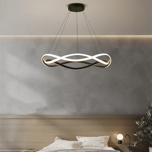 lustre à anneau géométrique led design simple créatif en aluminium - vue 7 sur 12
