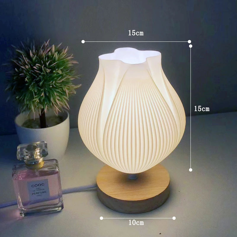 Lampe à poser Abat-jour imprimé en 3D de Style crème française - vue 12 sur 14