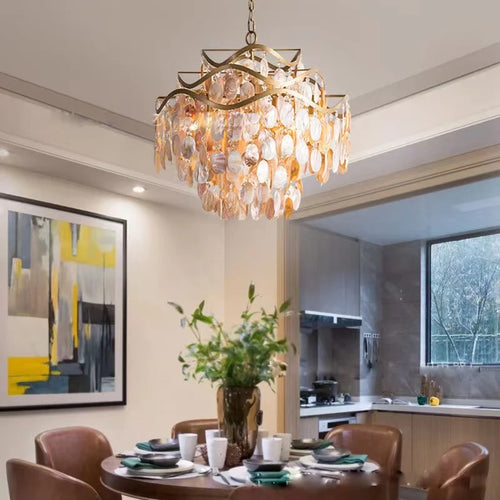 lustre led en coquille conque style américain - vue 3 sur 9