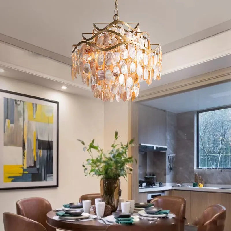 lustre led en coquille conque style américain - vue 3 sur 9