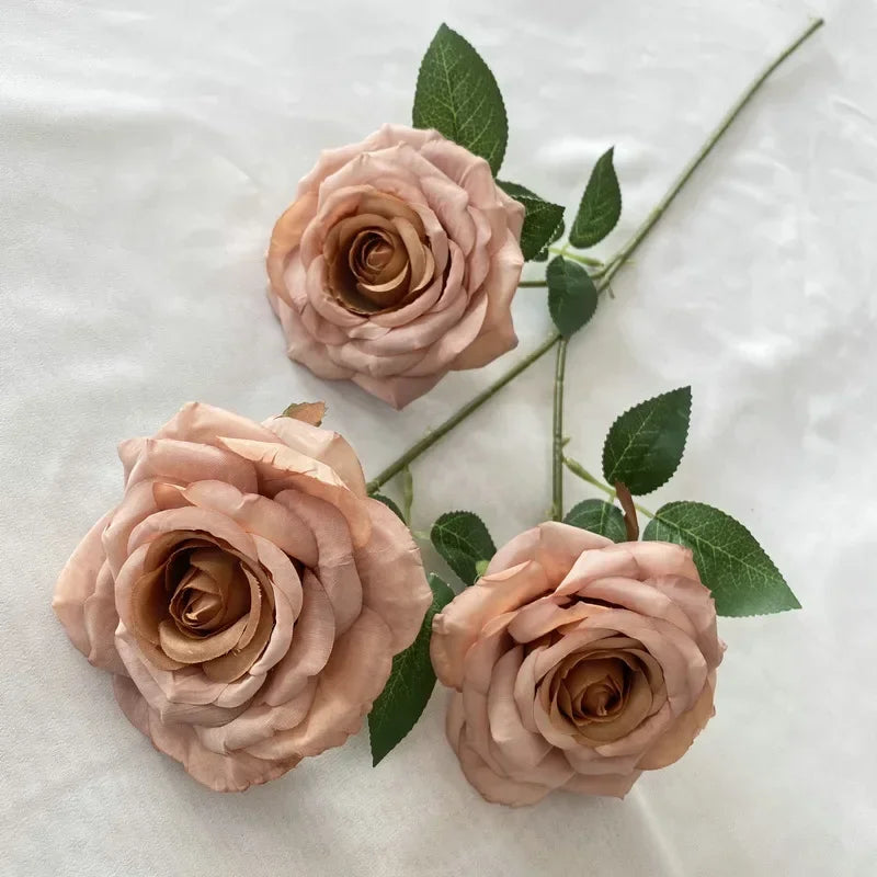 fleurs artificielles en velours roses décoratives pour intérieur - vue 8 sur 14