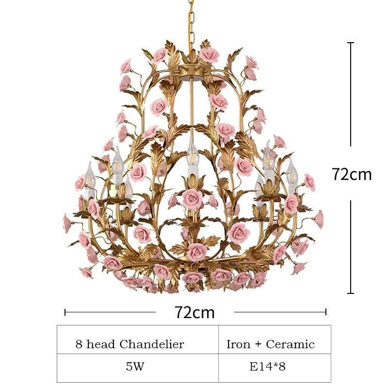 lustre led floral céramique cuivre rose déco intérieur - vue 11 sur 11