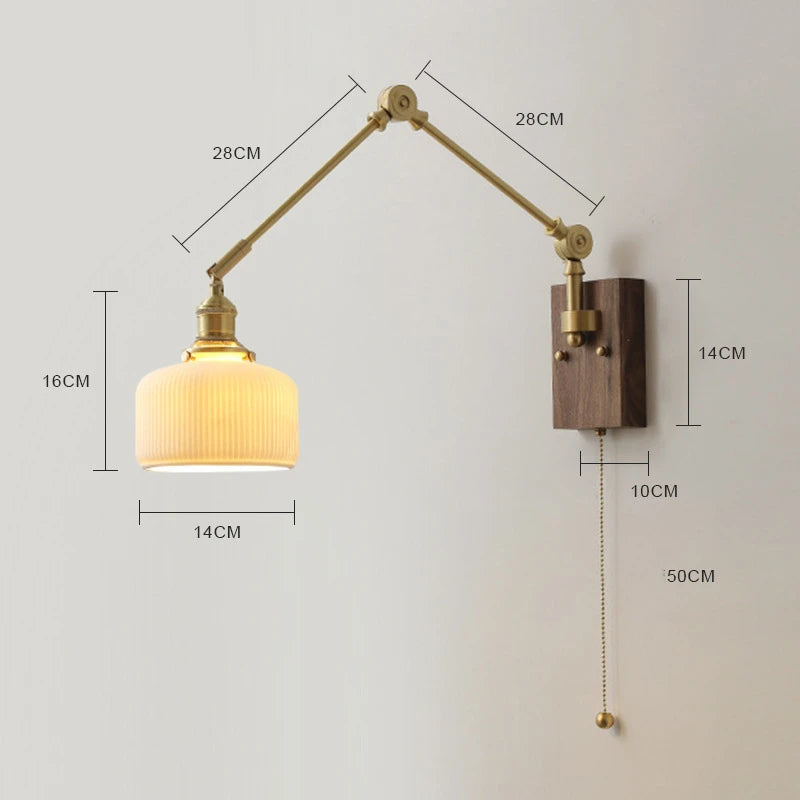 iwhd Applique murale led pivotante en cuivre avec interrupteur à chaîne - vue 22 sur 23