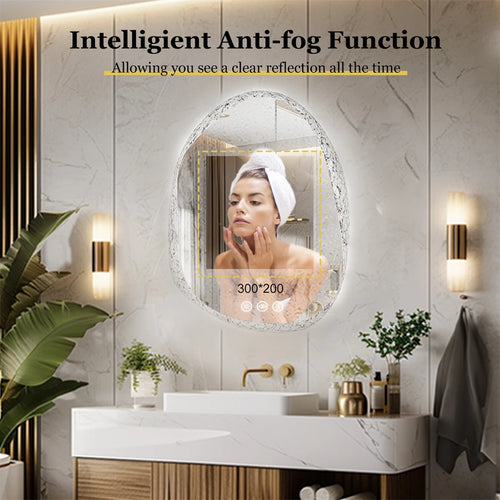 miroir à led irrégulier avec cadre en verre rétroéclairé réglage 3 couleurs - vue 4 sur 9