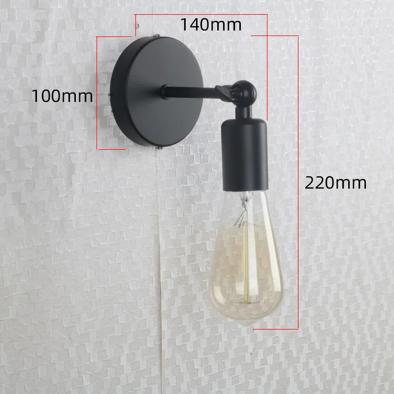 applique murale vintage en fer noir à led rétro - vue 10 sur 12