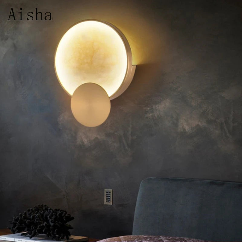 applique moderne en marbre avec éclairage led décoratif luxe - vue 3 sur 7