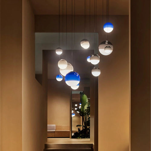lustre suspension led moderne en verre dégradé pour intérieur - vue 4 sur 12