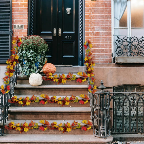 guirlande de feuilles d'érable artificielles en soie décorative pour jardin - vue 5 sur 16