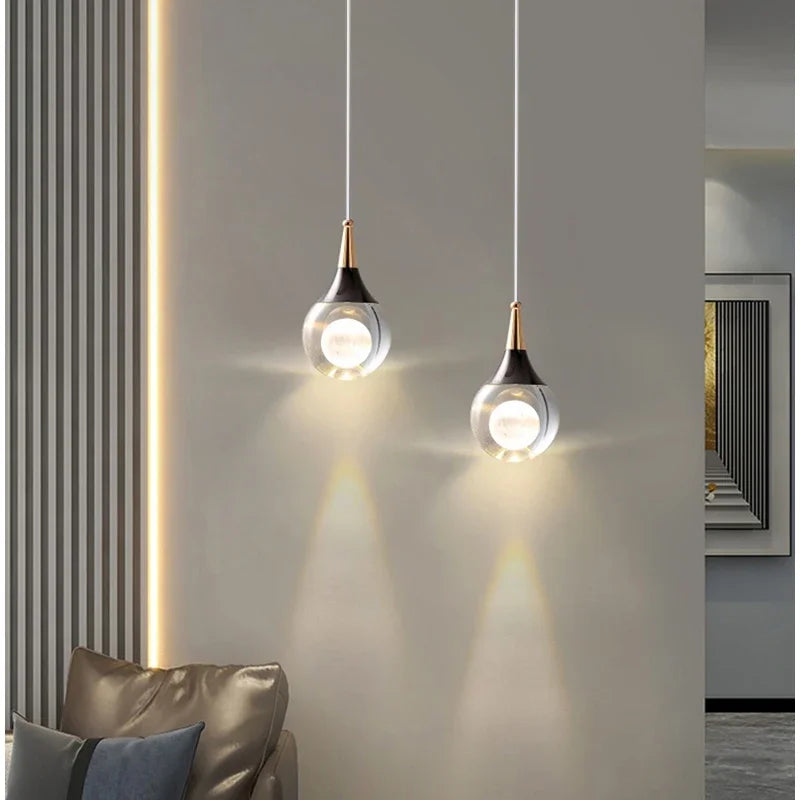 Lamp Globe Crystal Pendant Light 1-Light Mini Pendant Lighting For Kitchen,Teardrop Crystal Pendant Lamp For Bedroom Dining Roo - vue 1 sur 12