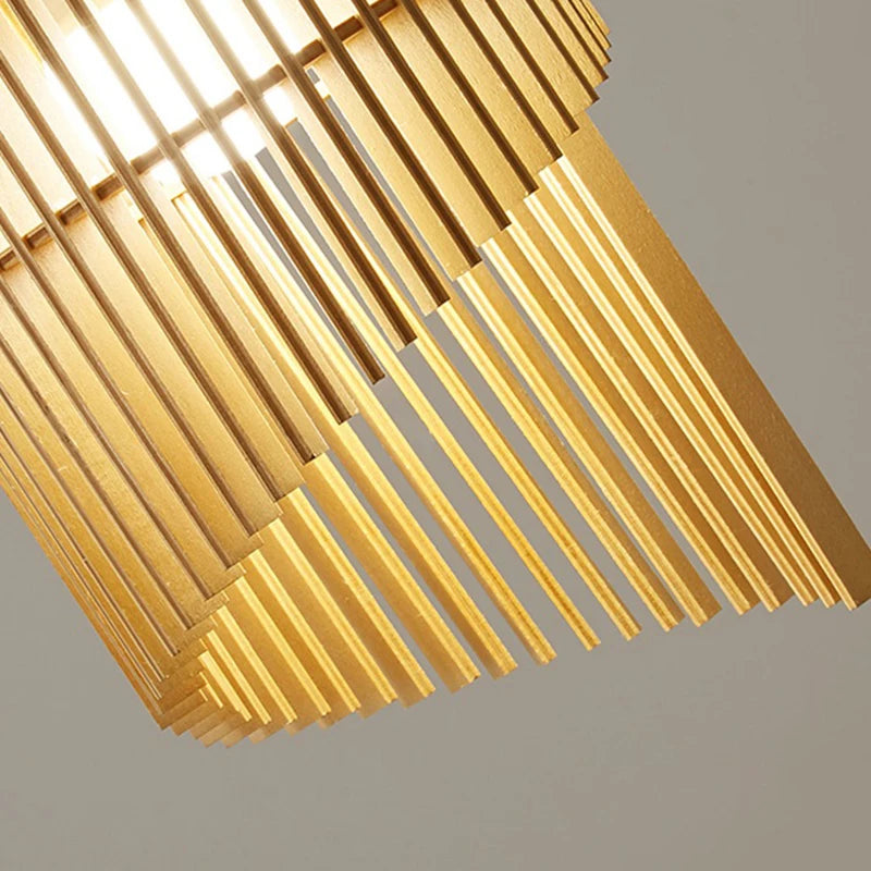 lustre wabi-sabi en bois avec éclairage led suspendu - vue 6 sur 8