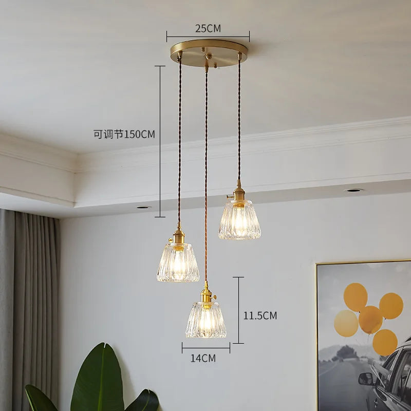 lustre en verre rétro style japonais petite suspension