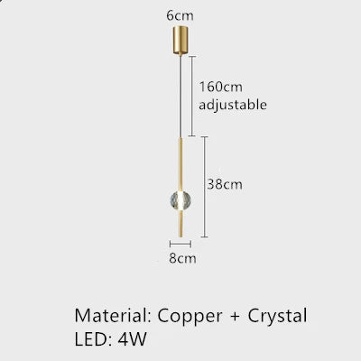 suspension LED en laiton design moderne avec cordon réglable - vue 12 sur 17