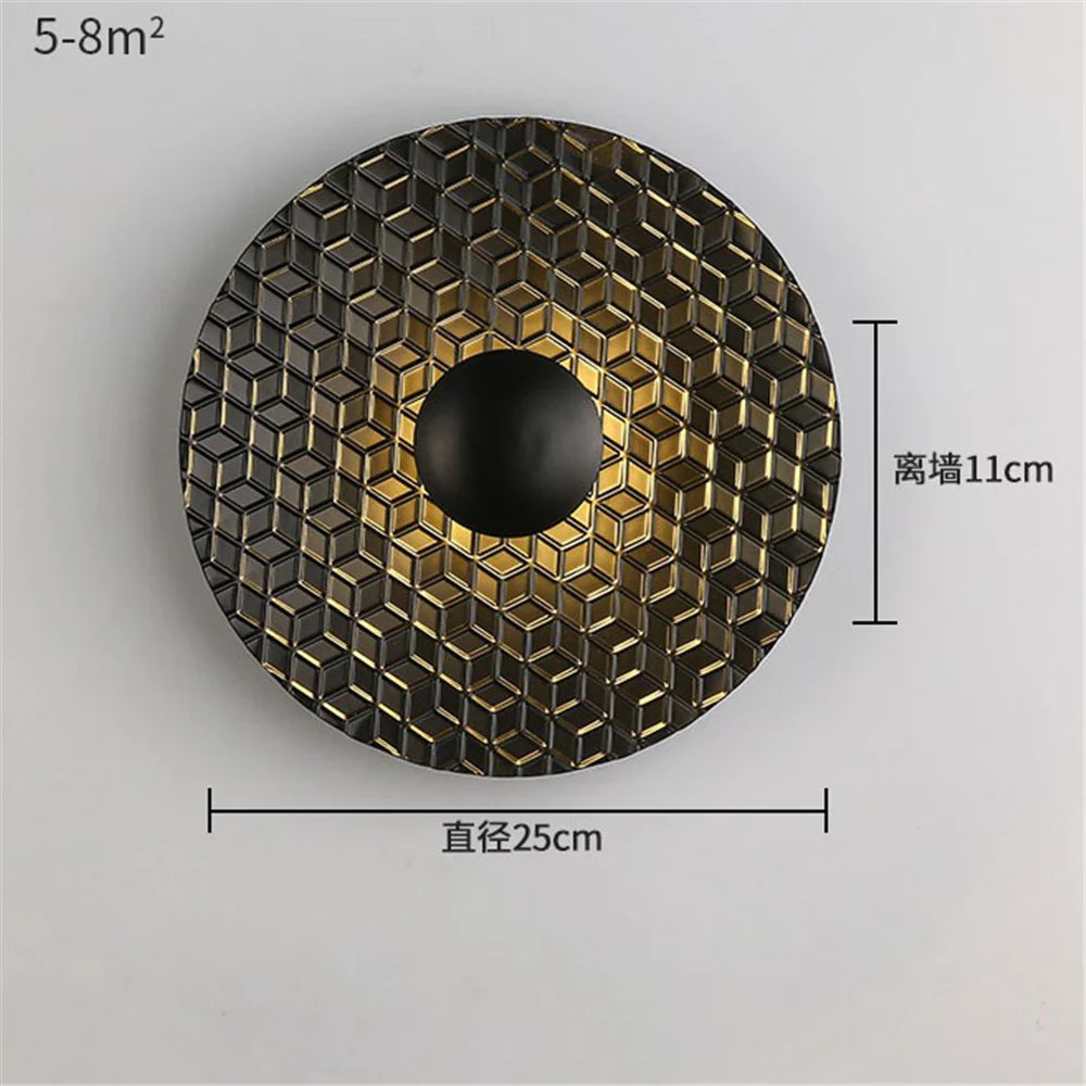 applique murale LED ronde en métal nordique décoratif pour intérieur moderne - vue 9 sur 23