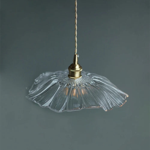 suspension led nordique en verre laiton forme de fleur - vue 4 sur 13