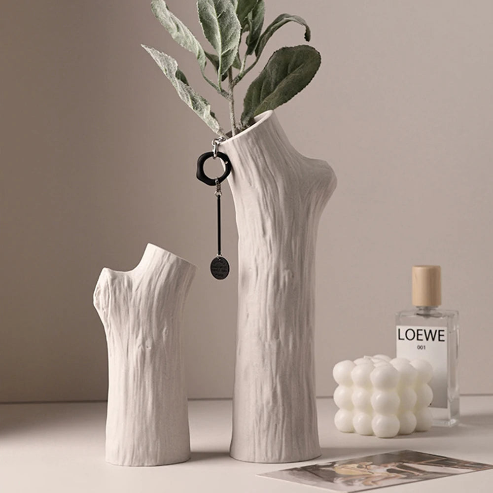 vase en forme de tronc d'arbre en céramique décorative pour fleurs - vue 3 sur 11