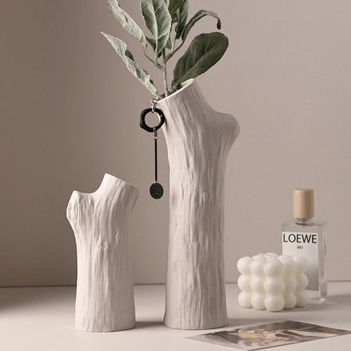 vase en forme de tronc d'arbre en céramique décorative pour fleurs - vue 4 sur 11