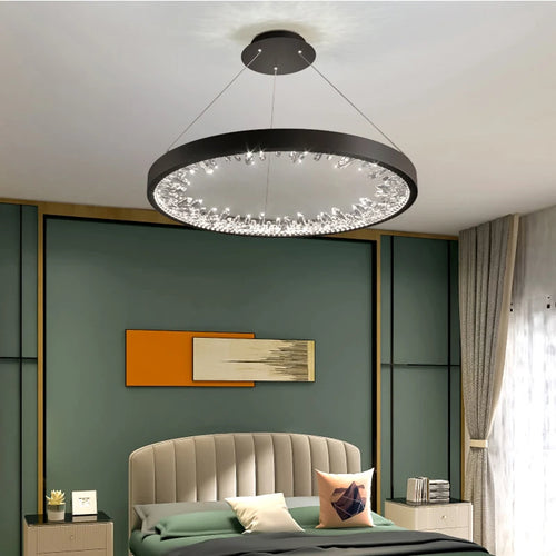 lustre moderne en cristal avec éclairage led pour villa - vue 6 sur 26