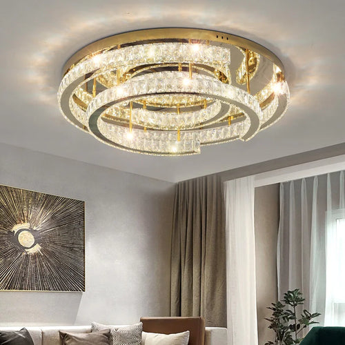 plafonnier led moderne en cristal design réglable - vue 6 sur 10