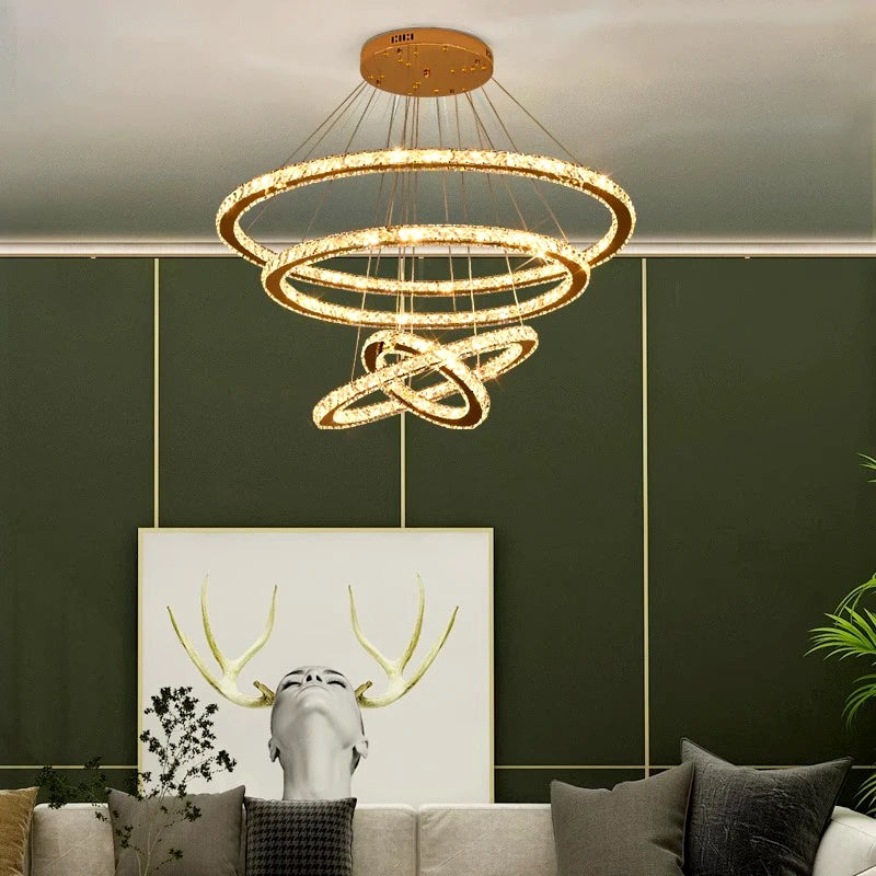 lustre moderne en cristal éclairage intérieur led suspendu - vue 3 sur 12