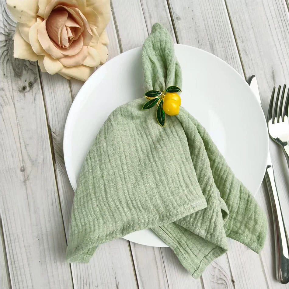 Serviette de table coton lot 10 style coréen - vue 2 sur 4