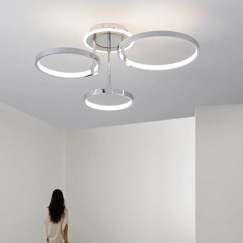 Plafonnier doré à anneaux led moderne - vue 7 sur 10
