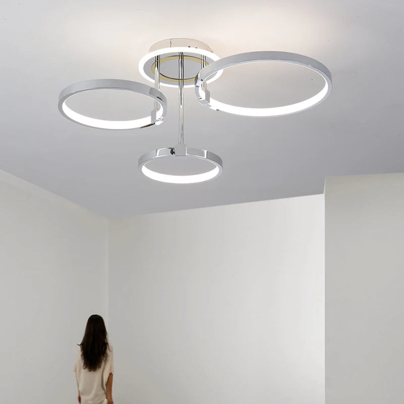 Plafonnier doré à anneaux led moderne - vue 6 sur 10