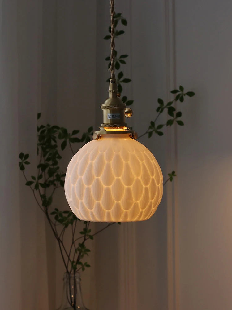 suspension japonaise en céramique artisanale pour éclairage décoratif - vue 3 sur 8